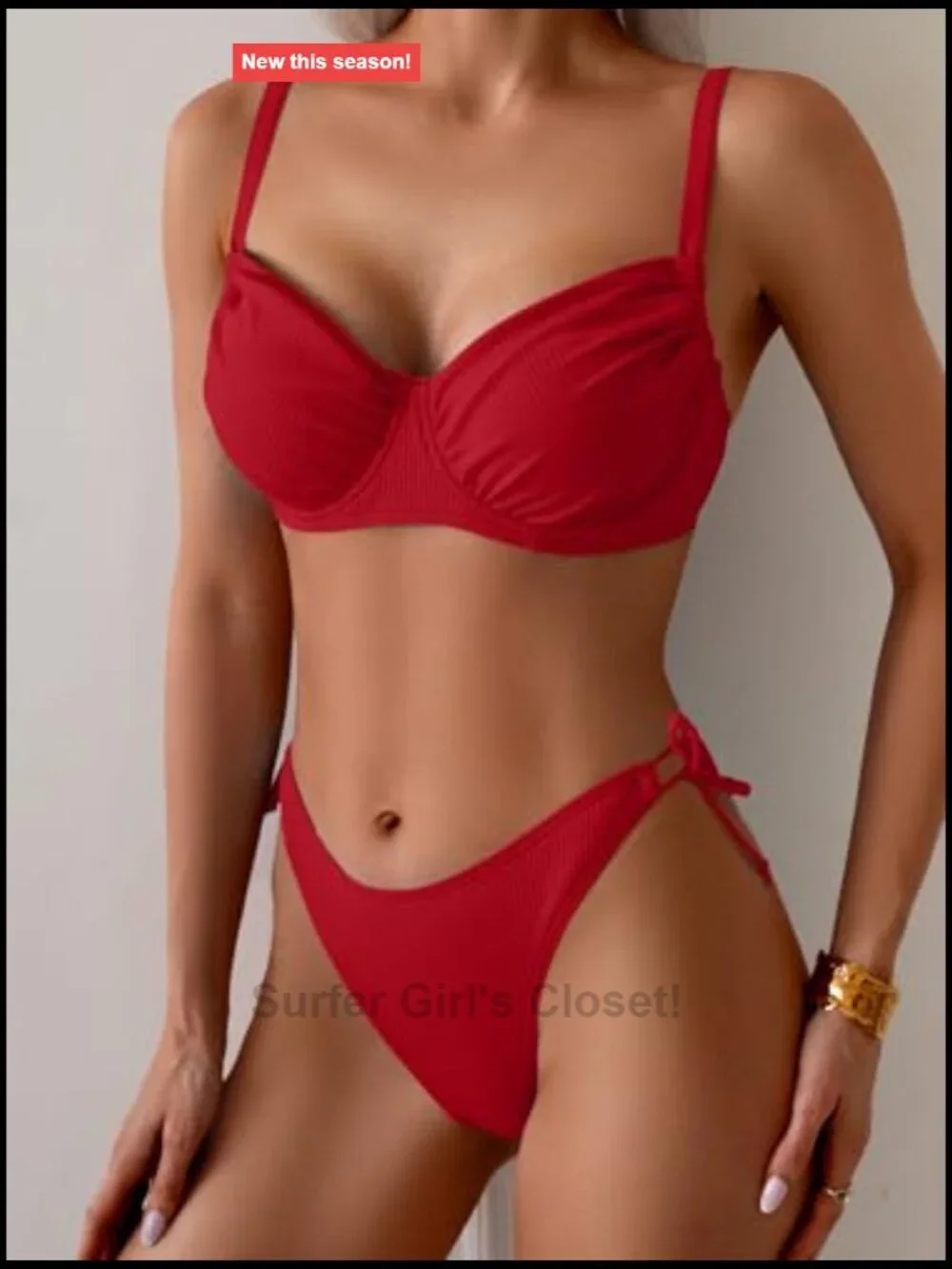 Sexy Underwire Ruffle Bikini Set with Adjustable Straps High Cut Cheeky Bottom